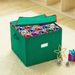 Ornament Storage Box - Holiday Organizer With 75 Compartments, Dividers For Christmas Bulbs And Decorations, And Zip-Up Lid By Tiny Tim Totes (Green) 10 Ornament Storage Box - Holiday Organizer With 75 Compartments, Dividers For Christmas Bulbs And Decorations, And Zip-Up Lid By Tiny Tim Totes (Green) -Storage Basket Shop GUEST 9454cc05 deac 46fa 9f5e e80ef83ed285