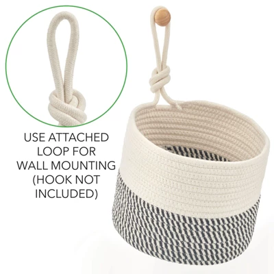 MDesign Woven Cotton Rope Bathroom Basket With Tie Handle, Set Of 2 5 MDesign Woven Cotton Rope Bathroom Basket With Tie Handle, Set Of 2 - Image 3