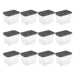 Sterilite 30 Quart Clear Plastic Stackable Storage Container Bin Box Tote With Grey Latching Lid Organizing Solution For Home & Classroom -Storage Basket Shop GUEST 964390dc d960 42b2 a151 530b740aff5f