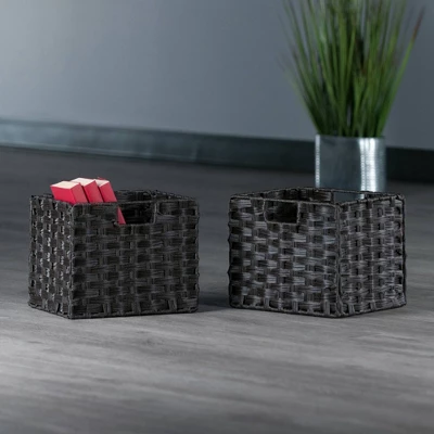 2pc Melanie Woven Fiber 2 Small Basket Set Chocolate - Winsome 6 2pc Melanie Woven Fiber 2 Small Basket Set Chocolate - Winsome - Image 4