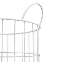 White Metal Rolling Basket - Foreside Home & Garden 12 White Metal Rolling Basket - Foreside Home & Garden -Storage Basket Shop GUEST 9927631b 3d0e 4088 95af 1587a7c69d54