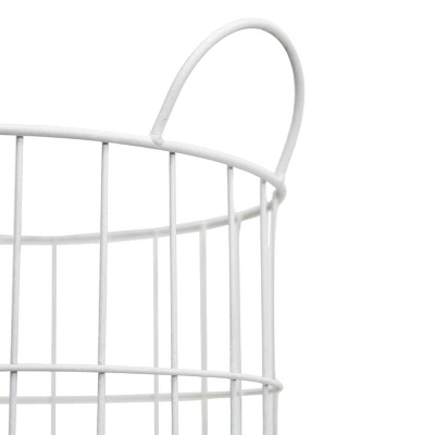 White Metal Rolling Basket - Foreside Home & Garden 6 White Metal Rolling Basket - Foreside Home & Garden - Image 4