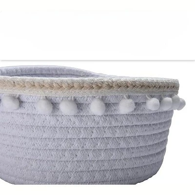 Hallops Cotton Rope Storage Basket Toy Basket, Decorative Blanket Basket Living Room Storage, White 4 Hallops Cotton Rope Storage Basket Toy Basket, Decorative Blanket Basket Living Room Storage, White - Image 2