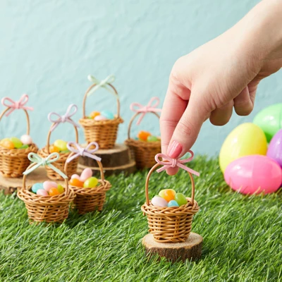 Juvale 24 Pack Rattan Tiny Baskets With Handles For Birthday Easter Decor Party Favors Or Baby Shower, 2.7 In 3 Juvale 24 Pack Rattan Tiny Baskets With Handles For Birthday Easter Decor Party Favors Or Baby Shower, 2.7 In