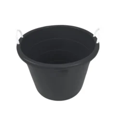 Homz Multipurpose 17 Gallon Plastic Open-Top Storage Round Utility Tub With Rope Handles For Indoor Or Outdoor Home Organization, Black (2 Pack) -Storage Basket Shop GUEST 9ca028ee 6436 4437 833e ddebb60186ac