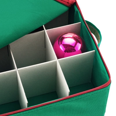 Ornament Storage Box - Holiday Organizer With 75 Compartments, Dividers For Christmas Bulbs And Decorations, And Zip-Up Lid By Tiny Tim Totes (Green) 7 Ornament Storage Box - Holiday Organizer With 75 Compartments, Dividers For Christmas Bulbs And Decorations, And Zip-Up Lid By Tiny Tim Totes (Green) - Image 5