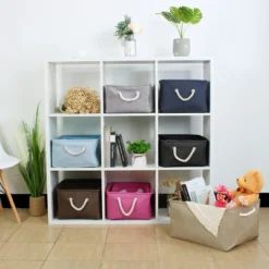 Unique Bargains Home Closet Cotton Fabric Decorative Storage Bin Small Dark Blue 1 Pc -Storage Basket Shop GUEST 9e18d2a4 40a2 430f ac74 339751ddae6b