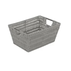 Simplify 3pc Rattan Tote Set With Sterling Silver Handles Gray -Storage Basket Shop GUEST 9e239fb1 0b4a 455e 9ed4 f755c25a50aa