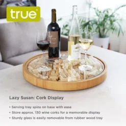 True Wine Cork Collector Lazy Susan Turntable, Wooden And Glass Storage For 130 Corks, Tabletop Or Countertop Organization, Set Of 1 -Storage Basket Shop GUEST a0b9f21e 2131 48aa b3c6 62a3978b40c8