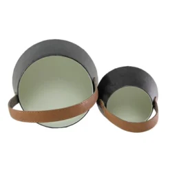 Set Of 2 Handled Baskets Metal & Faux Leather - Foreside Home & Garden -Storage Basket Shop GUEST a2da42ca 9651 440f 9d02 363dc7999de2