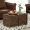 Vintiquewise Vintiquewise Brown Large Wooden Lockable Trunk Farmhouse Style Rustic Design Lined Storage Chest With Rope Handles 2 Vintiquewise Vintiquewise Brown Large Wooden Lockable Trunk Farmhouse Style Rustic Design Lined Storage Chest With Rope Handles -Storage Basket Shop GUEST a2ee070a 8b47 49f0 9bba 8213cbd40d55