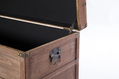 Vintiquewise Wooden Rectangular Lined Rustic Storage Trunk With Latch 5 Vintiquewise Wooden Rectangular Lined Rustic Storage Trunk With Latch - Image 3