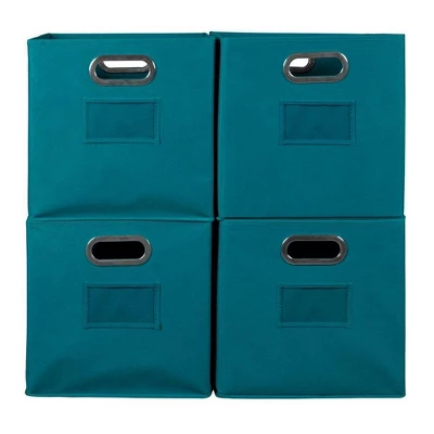 Niche Cubo 4pk Foldable Fabric Storage Bin With Label Holder Teal 4 Niche Cubo 4pk Foldable Fabric Storage Bin With Label Holder Teal - Image 2