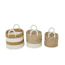 Set Of 3 Seagrass Storage Baskets Brown/White - Olivia & May -Storage Basket Shop GUEST a54662af 38c4 4cbb 8539 3d19d894ceb1