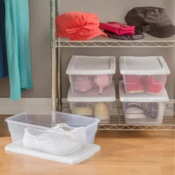 Sterilite 6 Quart Clear Plastic Stacking Storage Container Tote With White Lid For Garage, Kitchen, And Closet Organization -Storage Basket Shop GUEST a5953c06 a467 454c a748 ad16203f01f2