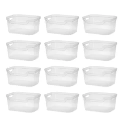 Sterilite 7 X 11 X 14.25 Inch Polished Open Scoop Front Storage Bin With Comfortable Carry Through Handles For Household Organization, Clear -Storage Basket Shop GUEST a6538dda 05ee 4679 bce2 c68c31823d17