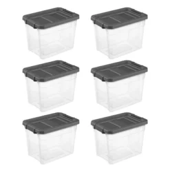 Sterilite 30 Quart Clear Plastic Stackable Storage Container Bin Box Tote With Grey Latching Lid Organizing Solution For Home & Classroom -Storage Basket Shop GUEST a735998d 6a62 413e 893a 865d50603b37