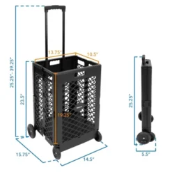 Mount-It! Heavy-Lifting Rolling Mesh Utility Cart | 55 Lbs. Weight Capacity | Black | Perfect For Use At Home, Office, Business, Travel & Shopping -Storage Basket Shop GUEST a7cb50f3 6914 4580 8956 1c2ea7504d52