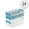 Sterilite Convenient Small Home 3-Tiered Layer Stacking Carry Storage Box With Colored Accent Secure Latches, Clear (24 Pack) -Storage Basket Shop GUEST a84e3a1e 7799 4d4b ba7f b5a682032625