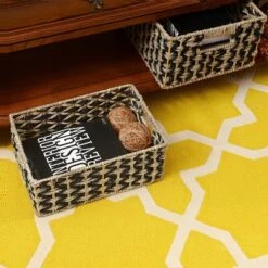 Villacera Rectangle Hand Weaved Wicker Baskets Made Of Water Hyacinth | Nesting Black And Natural Seagrass Bins | Set Of 2 8 Villacera Rectangle Hand Weaved Wicker Baskets Made Of Water Hyacinth | Nesting Black And Natural Seagrass Bins | Set Of 2 -Storage Basket Shop GUEST a95053d2 f789 4e62 a4df 0e6c7b96fe7a