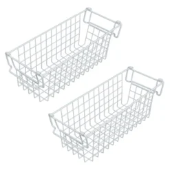 Set Of 2 Storage Bins - Basket Set For Toy, Kitchen, Bathroom, And Closet Storage - Small Shelf Organizers With Handles By Home-Complete (White) -Storage Basket Shop GUEST aa08b5d7 a786 4e4a b0db 8e468aeb0d33