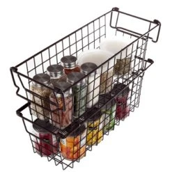 Set Of 2 Storage Bins - Basket Set For Toy, Kitchen, Bathroom, And Closet Storage - Small Shelf Organizers With Handles By Home-Complete (Brown) -Storage Basket Shop GUEST abd2970f f165 4d12 a309 3a347cdc1a1c