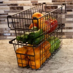 Set Of 2 Storage Bins - Basket Set For Toy, Kitchen, Bathroom, And Closet Storage - Small Shelf Organizers With Handles By Home-Complete (Brown) -Storage Basket Shop GUEST acb7b780 6b3c 495a b25a fa50c2928fcb