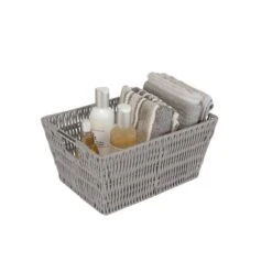Simplify 3pc Rattan Tote Set With Sterling Silver Handles Gray -Storage Basket Shop GUEST ad2435d5 654d 4eb0 8234 429549dda2e8