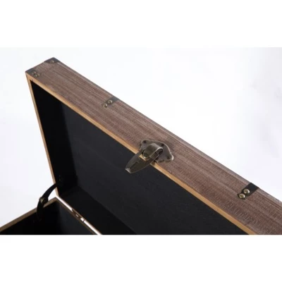 Vintiquewise Wooden Rectangular Lined Rustic Storage Trunk With Latch 7 Vintiquewise Wooden Rectangular Lined Rustic Storage Trunk With Latch - Image 5