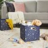 Okuna Outpost 4 Pack Fabric Storage Cube Bins, Cube Organizer, Blue With Gold Moons And Stars (11 X 11 In) -Storage Basket Shop GUEST ae5dfab4 90fb 4b4b 9de0 a8717d3198e9