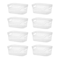 Sterilite 5.25x9.5x13 In Medium Polished Open Scoop Front Storage Bin W/ Comfortable Carry Through Handles For Household Organization, Clear -Storage Basket Shop GUEST aebdf5ee 3fab 4c16 be23 39bfb06c052d
