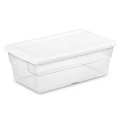 Sterilite 6 Quart Clear Plastic Stacking Storage Container Tote With White Lid For Garage, Kitchen, And Closet Organization -Storage Basket Shop GUEST aeea496c e691 40e3 8ff1 911f89194f91
