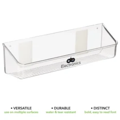 MDesign Plastic Adhesive, Wall Mount Toy Storage Tray + 24 Labels, 4 Pack, Clear -Storage Basket Shop GUEST af10513a 0b5f 4bf9 995f ba52ae602f89