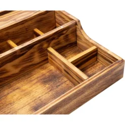 Mind Reader Nightstand Valet Tray, Phone Watch Holder, Bedroom Desk Organizer, Cosmetic Accessory Storage, Jewelry Box With 7 Compartments, Burnt Wood, Brown -Storage Basket Shop GUEST b069e93a 0fe7 48ce 94ec 0b659f57a2be