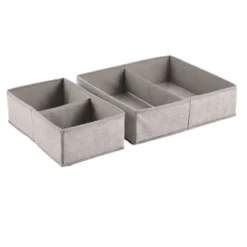 MDesign Fabric Baby + Kid Nursery/Playroom Divided Drawer Bin, 3 Pack, Linen/Tan -Storage Basket Shop GUEST b12f8339 4bc8 4a61 9583 adb1b39ce3a7