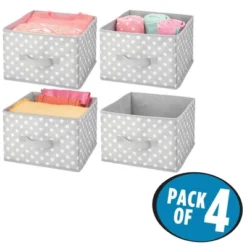 MDesign Kids Fabric Closet Storage Organizer Cube Bin, 4 Pack