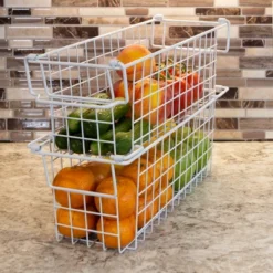 Set Of 2 Storage Bins - Basket Set For Toy, Kitchen, Bathroom, And Closet Storage - Small Shelf Organizers With Handles By Home-Complete (White) -Storage Basket Shop GUEST b2fc2ab4 30e6 41ea 8c8e 503f942580e0