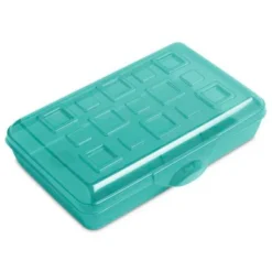 Sterilite Small Translucent Plastic Pencil Box Case With Lid For School & Office Supplies Pen Holders, Molokai Blue Tint (36 Pack)