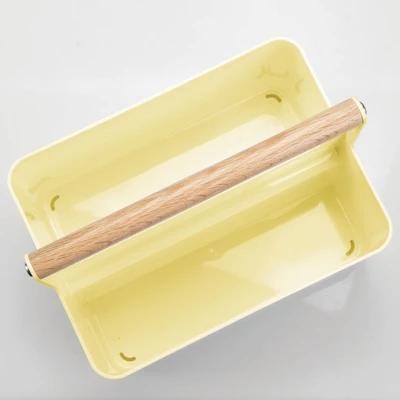 MDesign Plastic Portable Nursery Storage Caddy Tote With Wood Handle 6 MDesign Plastic Portable Nursery Storage Caddy Tote With Wood Handle - Image 4