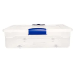 Homz Multipurpose 60 Qt Underbed Secure Latching Clear Plastic Storage Container With Snap-On Lid And Wheels For Home & Office Organization, (2 Pack) -Storage Basket Shop GUEST b3f336e6 e234 4ef8 bb8e 74a8546960b6