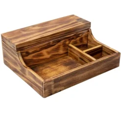 Mind Reader Nightstand Valet Tray, Phone Watch Holder, Bedroom Desk Organizer, Cosmetic Accessory Storage, Jewelry Box With 7 Compartments, Burnt Wood, Brown -Storage Basket Shop GUEST b3f982e7 404e 4fcc 922d a05ff4ffa0bf