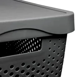 HANAMYA 11 Liter Stackable Lidded Storage Container Multipurpose Bins With Handles For Home And Office Organization, Gray (Set Of 6) -Storage Basket Shop GUEST b499a425 0969 42ac aecc 4d883afdb170