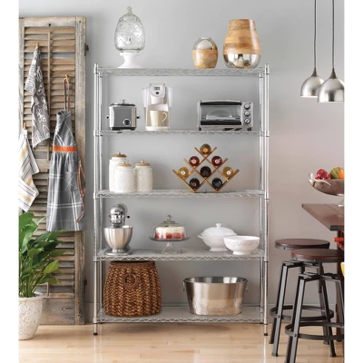 Whitmor 5 Tier Supreme Large Shelving Chrome Silver 4 Whitmor 5 Tier Supreme Large Shelving Chrome Silver - Image 2