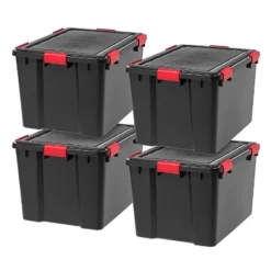 IRIS USA WeatherPro™ Bin Tote Organizing Container, Black/Red -Storage Basket Shop GUEST b73ebb07 cefa 49dc 8e63 13ae5519813a