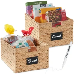 Best Choice Products Set Of 2 16in Woven Water Hyacinth Pantry Baskets W/ Chalkboard Label, Chalk Marker 16 Best Choice Products Set Of 2 16in Woven Water Hyacinth Pantry Baskets W/ Chalkboard Label, Chalk Marker -Storage Basket Shop GUEST b8592736 7358 4f97 b4c9 612b72c2d704
