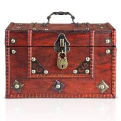 Brynnberg 9,4"x7,9"x5,9" Wooden Unique Handmade Decorative Wooden Box With Lock - Vintage