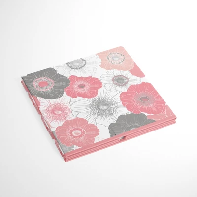 Bacati - Watercolor Floral Coral/Gray Fabric Storage Box/Tote Small 5 Bacati - Watercolor Floral Coral/Gray Fabric Storage Box/Tote Small - Image 3