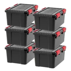 IRIS USA WeatherPro™ Bin Tote Organizing Container, Black/Red -Storage Basket Shop GUEST b9c53e40 2df6 4a26 82a8 9dccc602daa3