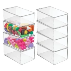 MDesign Plastic Stackable Toy Storage Bin Box With Lid, 8 Pack - Clear -Storage Basket Shop GUEST bb25a4d0 7d28 4327 9871 80f1727a9baa