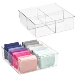 MDesign Plastic Divided Closet Storage Bin - Clear -Storage Basket Shop GUEST bbdab0fa 76bc 430e a599 560fdc4ed2a5